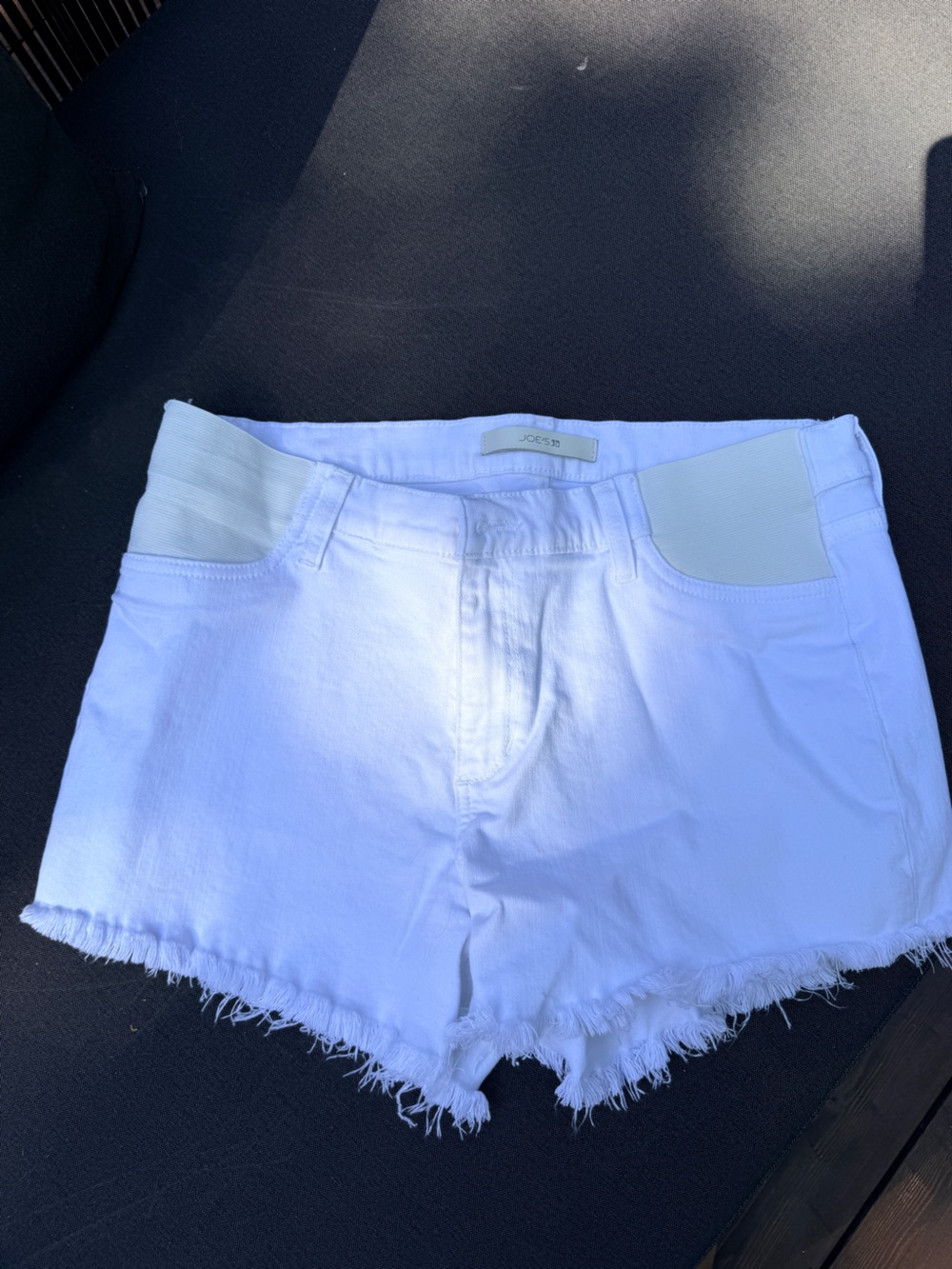 Joes Maternity White Denim Frayed Hem Shorts